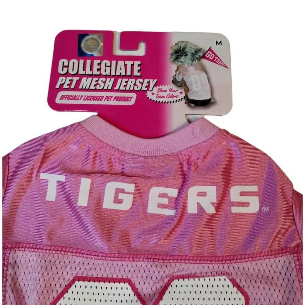 NCAA Large Breed Dog Medium Pink Mesh Jersey Louisiana State University Tigers